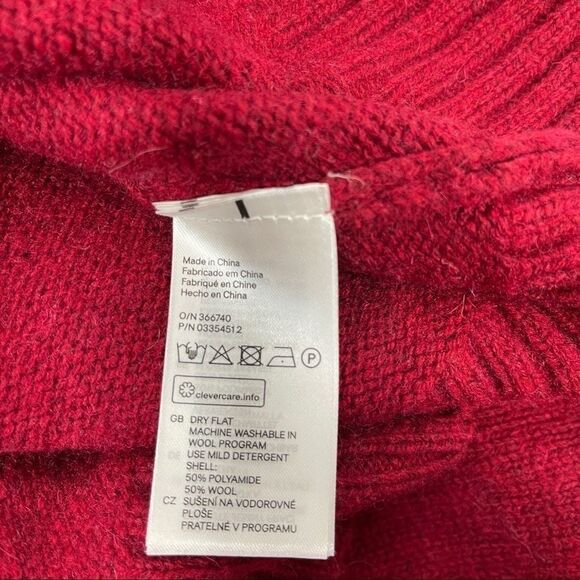 H&M Sweater Men's Size M Red & White Nordic Wool Blend Crew Neck LOGG - Picture 6 of 9